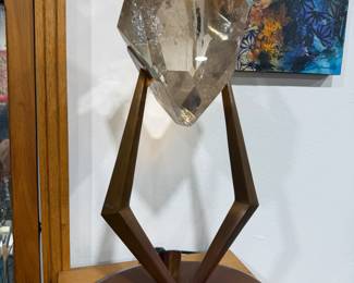 Lawerence Stoller Quartz Crystal and Bronze Sculpture with light.  