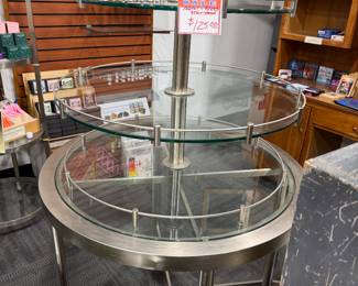 Metal and glass 3-tiered display table
