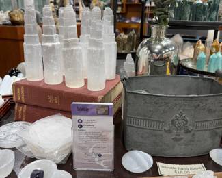 Selenite moons, pillars, handstones, and more