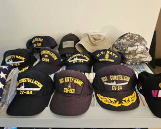 U.S. Navy caps.