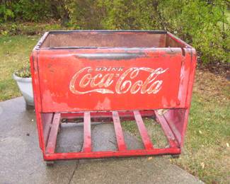 VTG METAL COKE THING ( WOULD MAKE A COOL PLANTER)