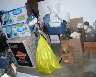 NEW HEATER - HOOVE W/ATTACHS - GLASS VASES- NEW SPIN MOP