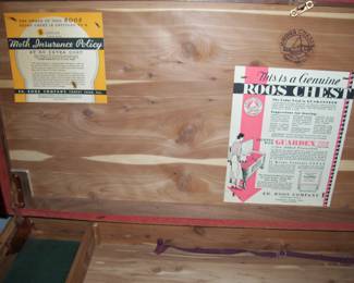 INSIDE ANTIQUE ROOS CEDAR CHEST