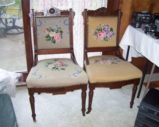 PAIR ANTIQUE SIDE CHAIRS