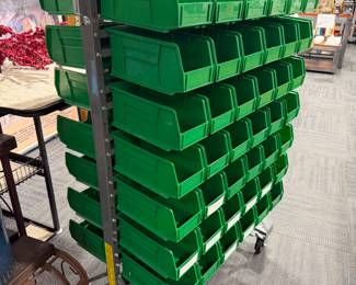 Cart with 84 plastic (removable) bins