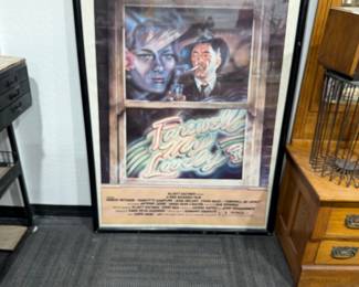Vintage Robert Mitchum "Farewell My Lovely" poster in frame