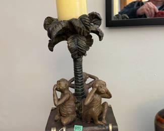 Monkey candle Stand See , Hear, Speak,no Evil