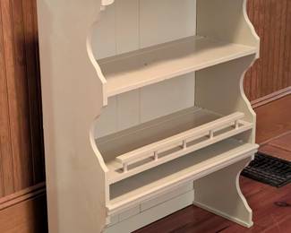 $10 American Provincial Tan Painted Etagere / Hanging Bookshelf
28 x 12 x height 38 ½ in.