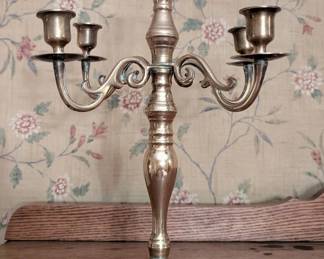 $25 Candelabrum, brass, five lights on circular base.
Height: 13 ¼ in.; width: 9 in.