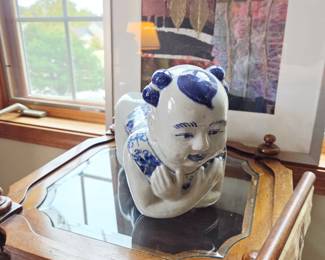Antique hand painted porcelain head pillow