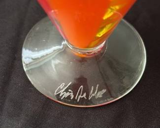 Studio Art Glass Vase with Swirling Colors 