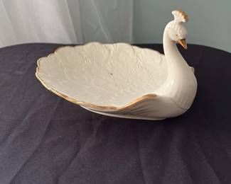 Vintage Porcelain Peacock Trinket Dish 
