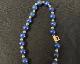 Lapis Lazuli and Gold Beaded Bracelet 