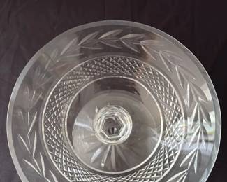Crystal Compote Dish with Engraved Leaf Pattern 