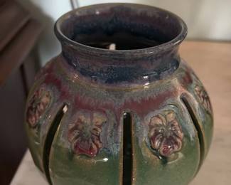 Vintage Ceramic Floral Lantern Vase 