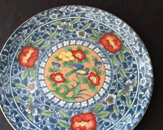 Chinese Porcelain Plate with Birds and Peonies 