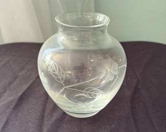 Etched Glass Vase 