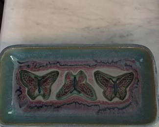 Ceramic Tray with Three Butterflies 