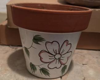 Terracotta Flower Pot with Hand Painted Floral Design 