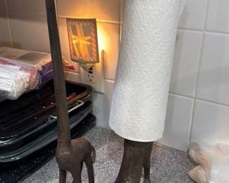 Cast Iron Dog Paper Towel Holder 