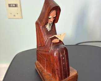 Carved Wooden Monk Figurine