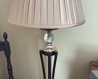 Plaid Pleated Table Lamp with Crystal Accent