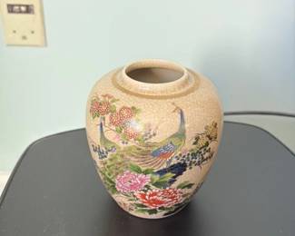 Japanese Kutani Ware Vase with Peacocks and Peonies