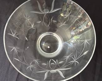 Etched Glass Footed Bowl 