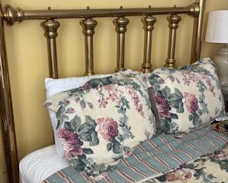 Brass Bed Frame with Floral Bedding