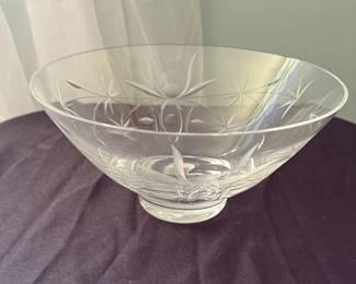 Etched Glass Footed Bowl 