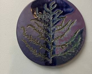 Ceramic Wall Plaque with Fern Motif 