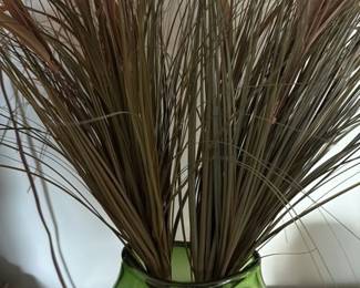 Blown Glass Vase with Dried Floral Arrangement 