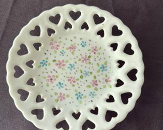 Vintage Ceramic Reticulated Heart Plate 