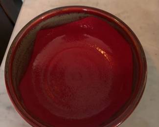 Red Ceramic Serving Bowl 