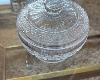 Vintage Crystal Candy Dish with Lid
