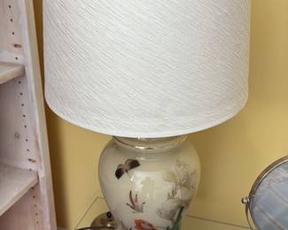 Vintage Ceramic Lamp with Floral Motif