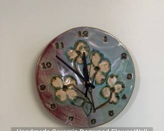 Handmade Ceramic Dogwood Flower Wall Clock 