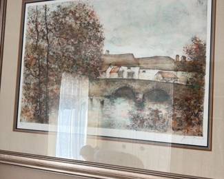 Watercolor Painting of European Village Scene