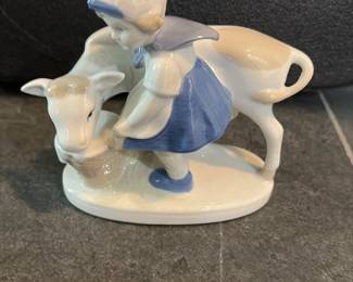 Porcelain Figurine of a Girl with a Lamb