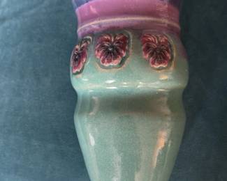 Art Deco Ceramic Vase with Floral Appliques 
