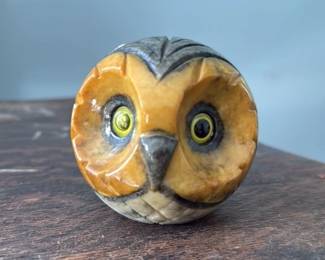 Vintage Italian Carved Owl Figurine