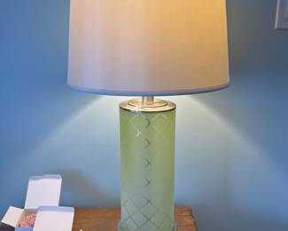 Cylindrical Table Lamp with Decorative Shade