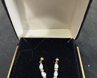 Baroque Pearl and Gold Dangle Earrings 