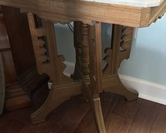 Antique Carved Oak Side Table 