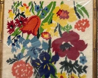 Vintage Floral Needlepoint Art