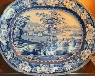 Antique Blue and White Transferware Platter 
