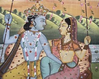 a pair of Indian silk paintings