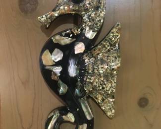 Vintage Acrylic Abalone shell Seahorse