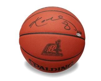 2033
Kobe Bryant Autographed 2000 Kobe 8 NBA Championship Spalding Basketball
Edition 10/108
The NBA 2000 Championship Official Game Ball with signature and # 8 in black ink
9.5" Dia. approximately
Accompanied by a Certificate of Authenticity issued by Upper Deck Authenticated, numbered BAG60547, with matching holographic tag to item.
Estimate: $2,500 - $3,000