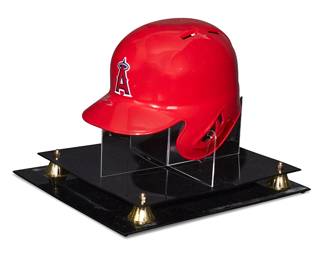 2041
Shohei Ohtani LA Angels 2018-2023 Signed Batting Helmet
The red Rawlings official replica helmet with autograph to front brim in silver metallic ink, mounted in a custom display case
8.5" H x 8" W x 11" D approximately
Accompanied by a Certificate of Authenticity issued by JSA/James Spence Authentication, Parippany, NJ, number FF02002, with matching hologram tag to helmet.
Estimate: $2,000 - $4,000
